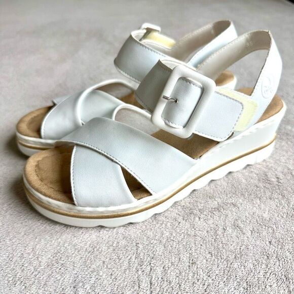Rieker Antistress Women’s White Cross Front Ankle Strap Comfort Sandals